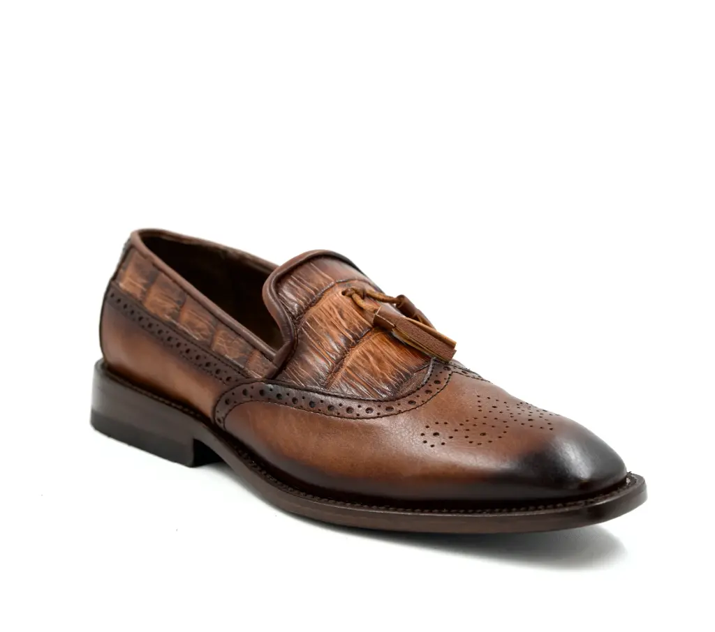 MOCASIN VESTIR COCODRILO COÑAC